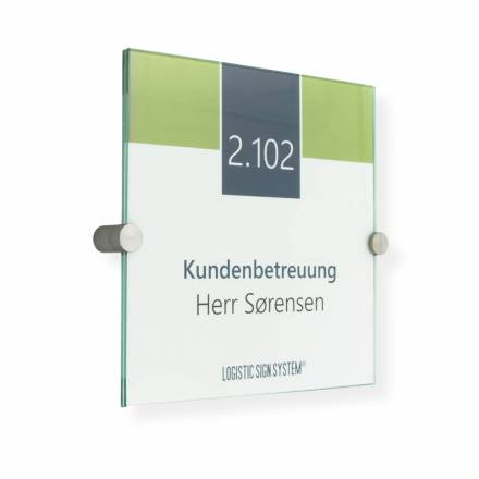 Türschild VITRUM K , Glasschild, Büroschild, Doppelglasschild